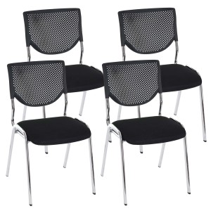 Lote 4 sillas de confidente NAPOLI, estructura metálica, color negro y patas cromadas