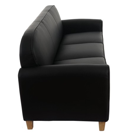 Sofá de 3 plazas ARTIS, elegante diseño y gran acolchado, piel negro 2