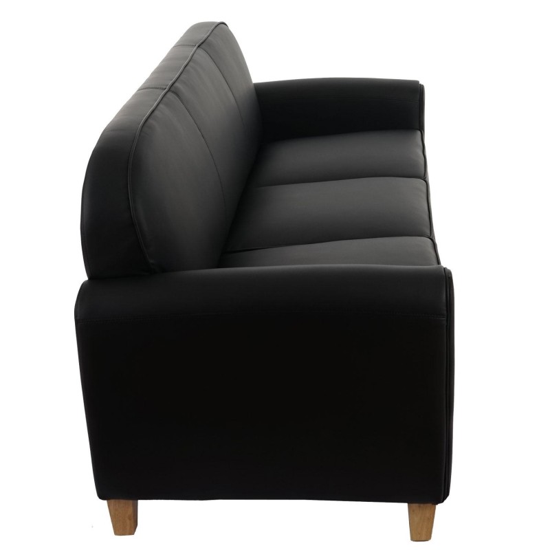 Sofá de 3 plazas ARTIS, elegante diseño y gran acolchado, piel negro