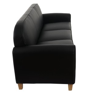Sofá de 3 plazas ARTIS, elegante diseño y gran acolchado, piel negro