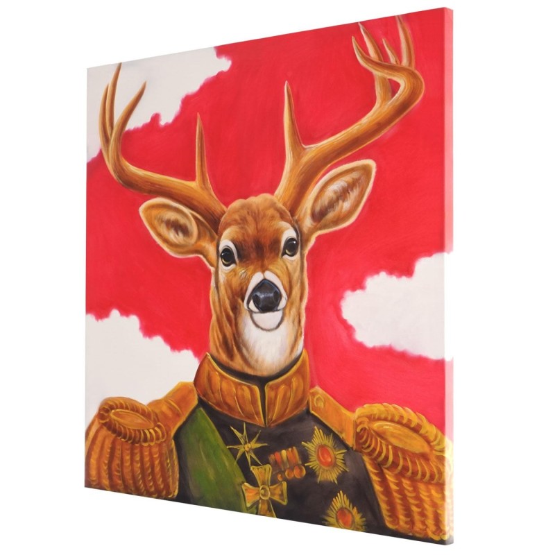 Cuadro GENERAL CIERVO 100x100x3,5 cm, pintado a mano al óleo