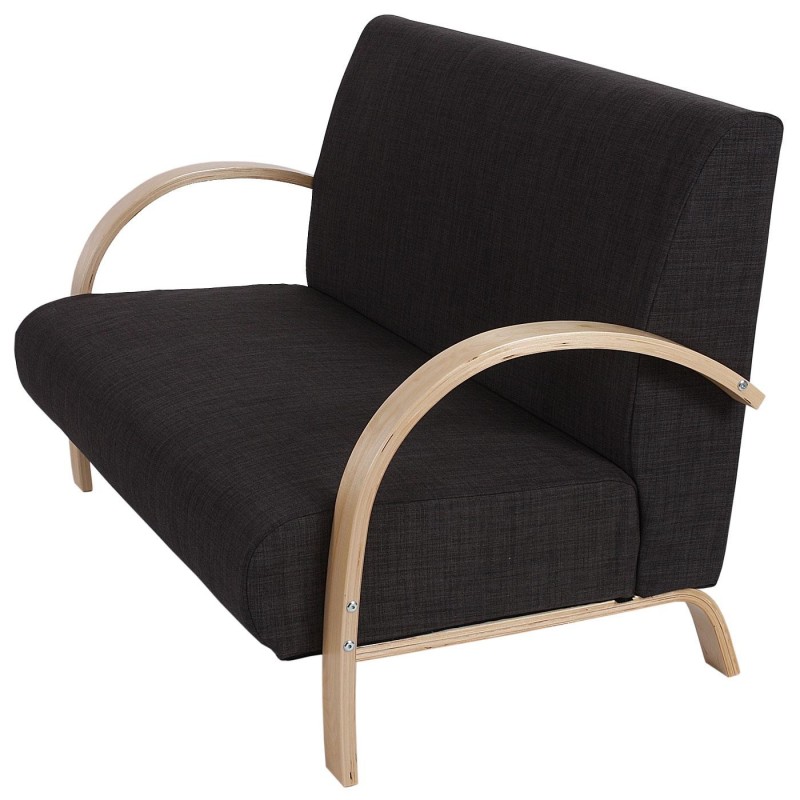 Sofá de 2 plazas INDUS, gran acolchado, tela marrón oscuro