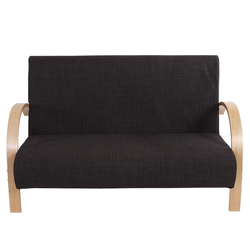 Sofá de 2 plazas INDUS, gran acolchado, tela marrón oscuro