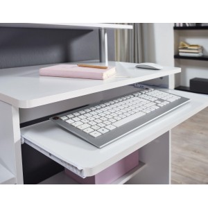 Mesa de Ordenador COLUMBIA, bandeja para teclado en blanco