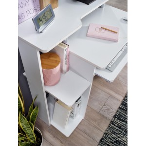 Mesa de Ordenador COLUMBIA, bandeja para teclado en blanco