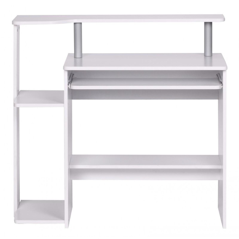 Mesa de Ordenador COLUMBIA, bandeja para teclado en blanco