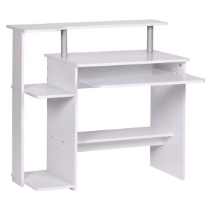 Mesa de Ordenador COLUMBIA, bandeja para teclado en blanco