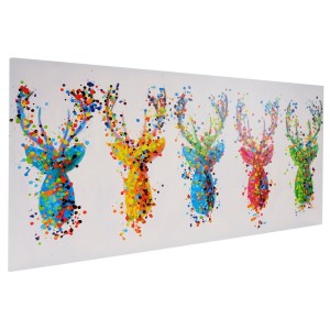 Cuadro CIERVOS 70x140x3,5 cm, pintado a mano al óleo