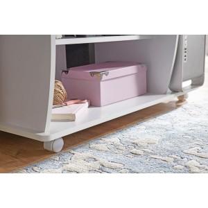 Mesa de Ordenador DUKE, bandeja para teclado y ruedas, en blanco