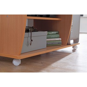 Mesa de Ordenador DUKE, bandeja para teclado y ruedas, en blanco