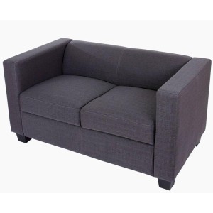 Sofá 2 plazas BASILIO, muy cómodo, en tela gris