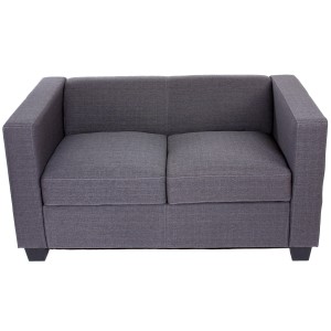 Sofá 2 plazas BASILIO, muy cómodo, en tela gris