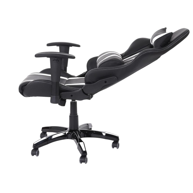 Sillon Gaming DRIVER, Impresionante diseño deportivo, con cojines, en negro y blanco
