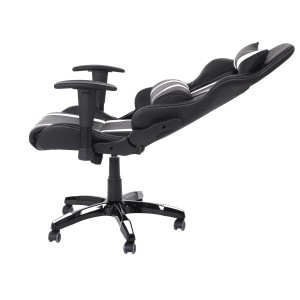 Sillon Gaming DRIVER, Impresionante diseño deportivo, con cojines, en negro y blanco
