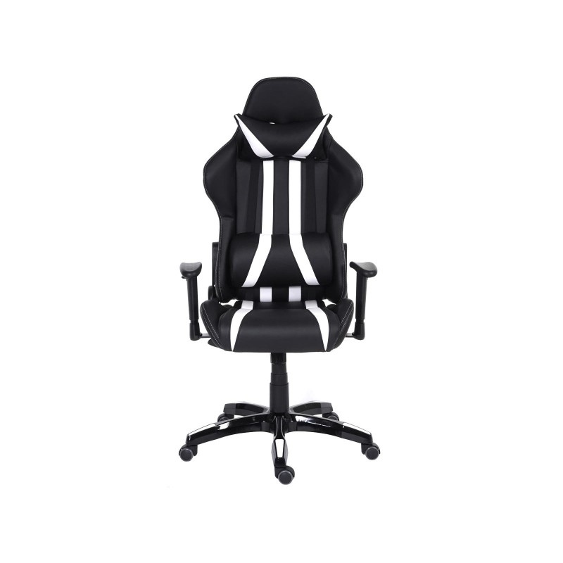 Sillon Gaming DRIVER, Impresionante diseño deportivo, con cojines, en negro y blanco
