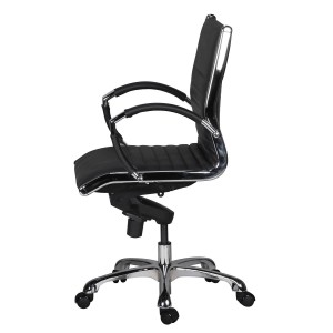 Silla de oficina BAVIERA 10, estructura cromada, cuero negro