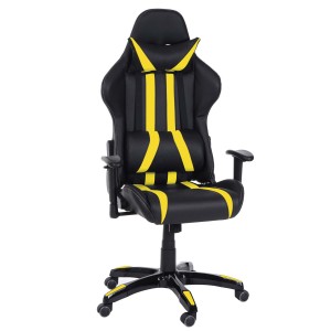 Sillon Gaming DRIVER, Impresionante diseño deportivo, con cojines, en negro y blanco