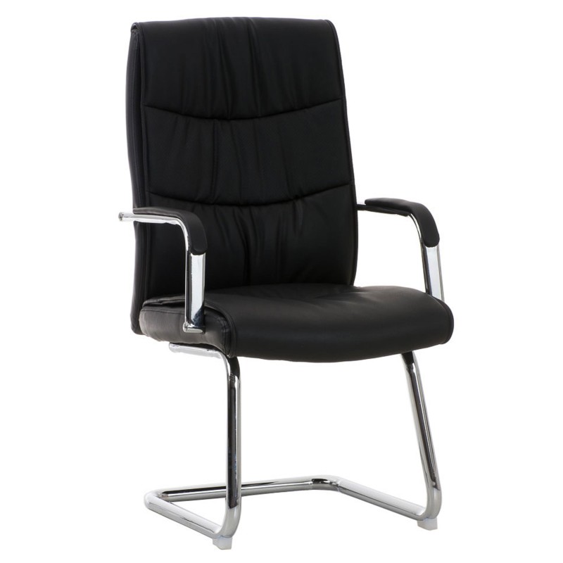 Silla de Confidente CAROL, estructura metálica, en Piel color Negro