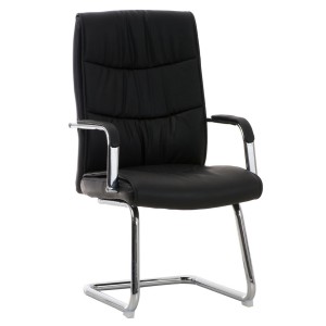 Silla de Confidente CAROL, estructura metálica, en Piel color Negro