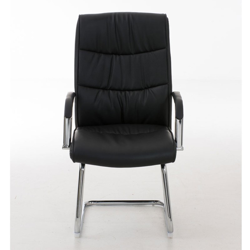 Silla de Confidente CAROL, estructura metálica, en Piel color Negro