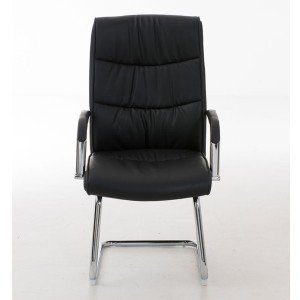 Silla de Confidente CAROL, estructura metálica, en Piel color Negro