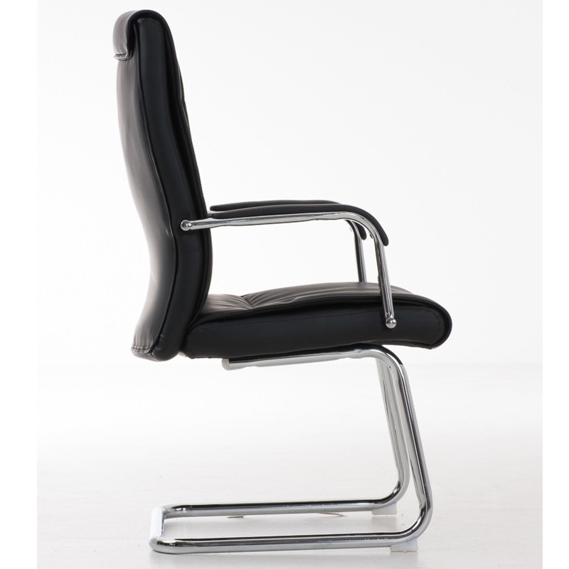 Silla de Confidente CAROL, estructura metálica, en Piel color Negro