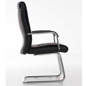 Silla de Confidente CAROL, estructura metálica, en Piel color Negro