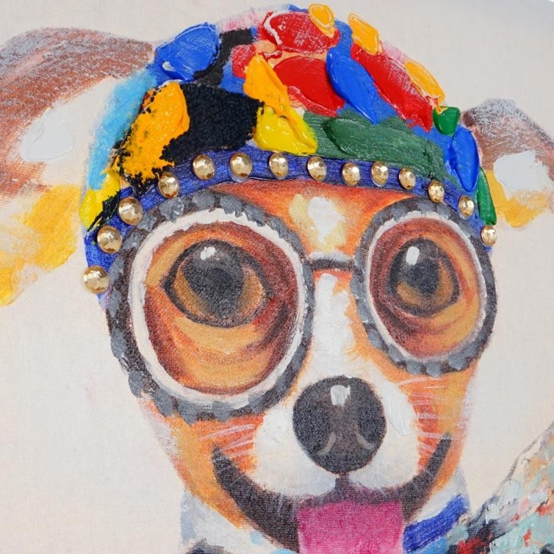 Cuadro PERRO MOTORISTA 100x90x3,5 cm, pintado a mano al óleo