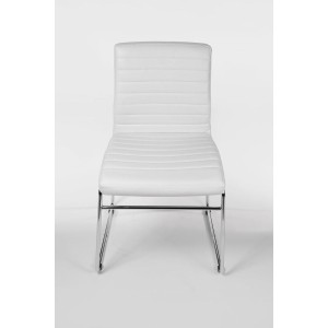 Silla de Confidente LESA, estructura metálica, en Piel color Blanco