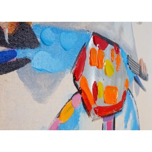 Cuadro PERRO MOTORISTA 100x90x3,5 cm, pintado a mano al óleo