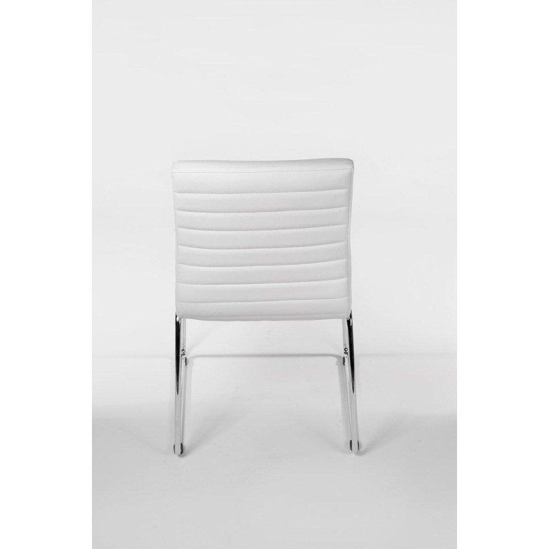Silla de Confidente LESA, estructura metálica, en Piel color Blanco