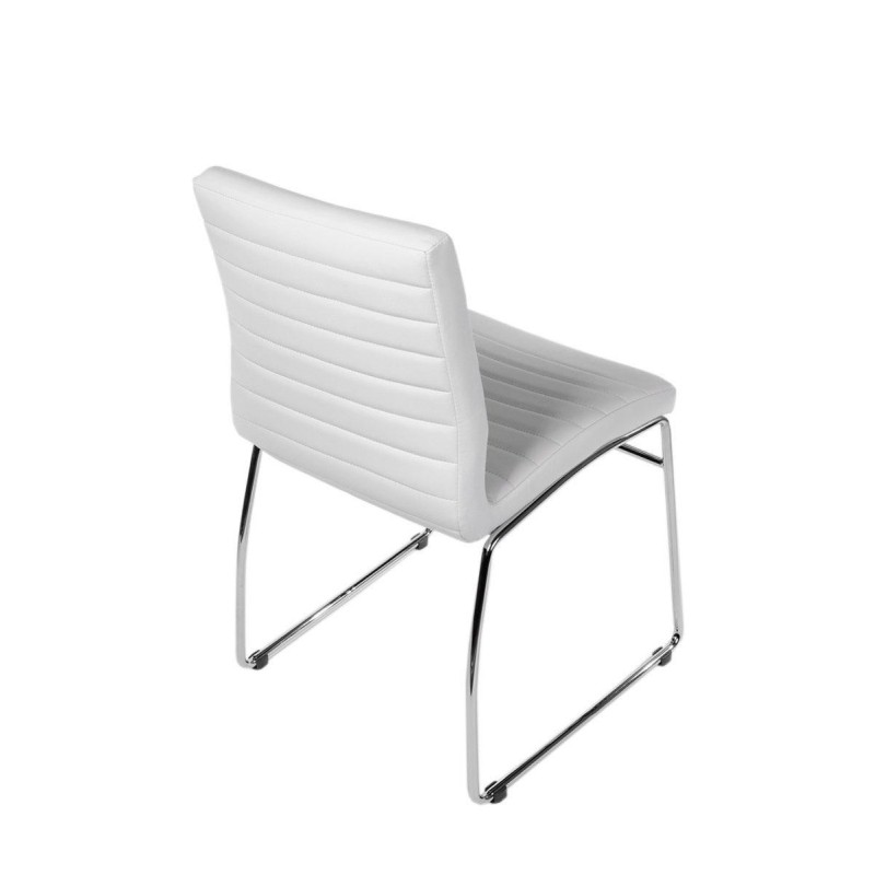 Silla de Confidente LESA, estructura metálica, en Piel color Blanco