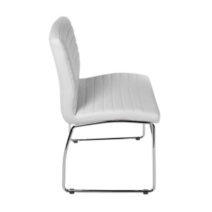 Silla de Confidente LESA, estructura metálica, en Piel color Blanco