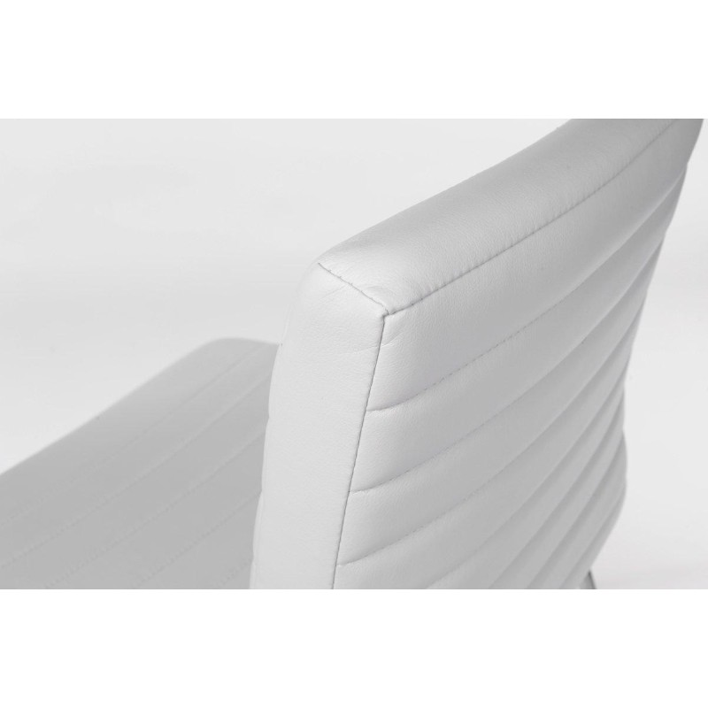 Silla de Confidente LESA, estructura metálica, en Piel color Blanco