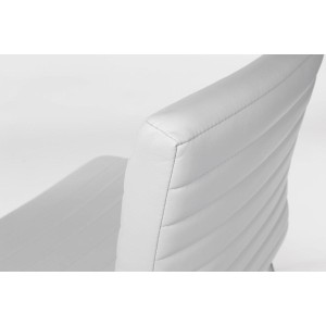 Silla de Confidente LESA, estructura metálica, en Piel color Blanco