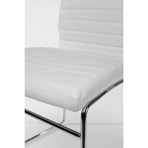 Silla de Confidente LESA, estructura metálica, en Piel color Blanco