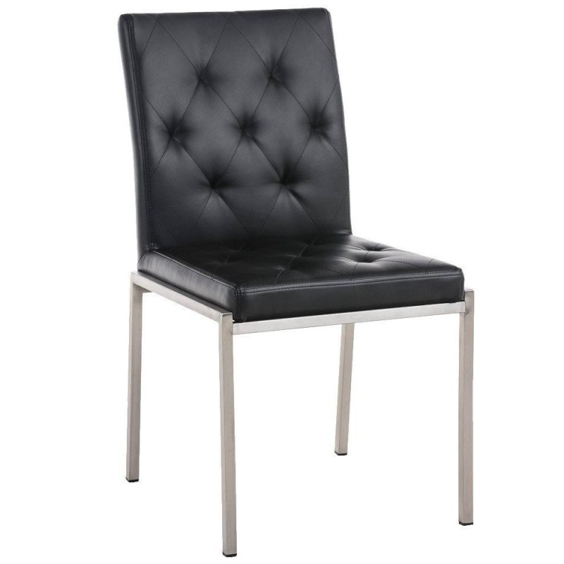 Silla de Confidente GALA, bonito diseño, robusta y resistente, Piel Negra