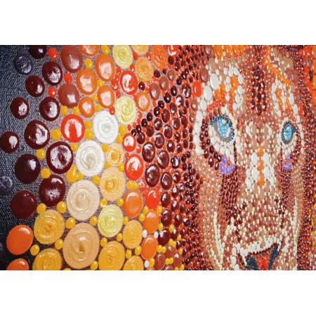 Cuadro LEÓN MOSAICO 100x80x3,5 cm, pintado a mano al óleo