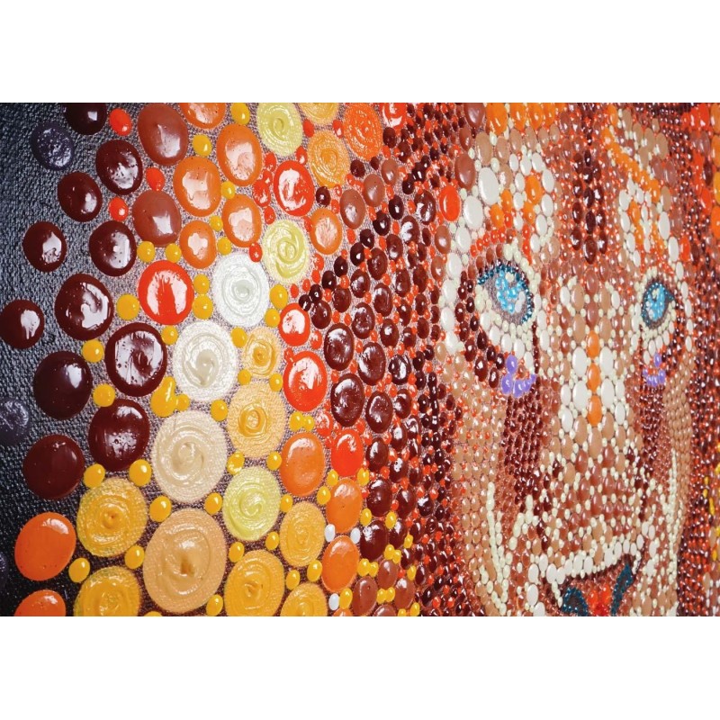Cuadro LEÓN MOSAICO 100x80x3,5 cm, pintado a mano al óleo