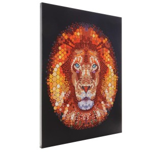 Cuadro LEÓN MOSAICO 100x80x3,5 cm, pintado a mano al óleo