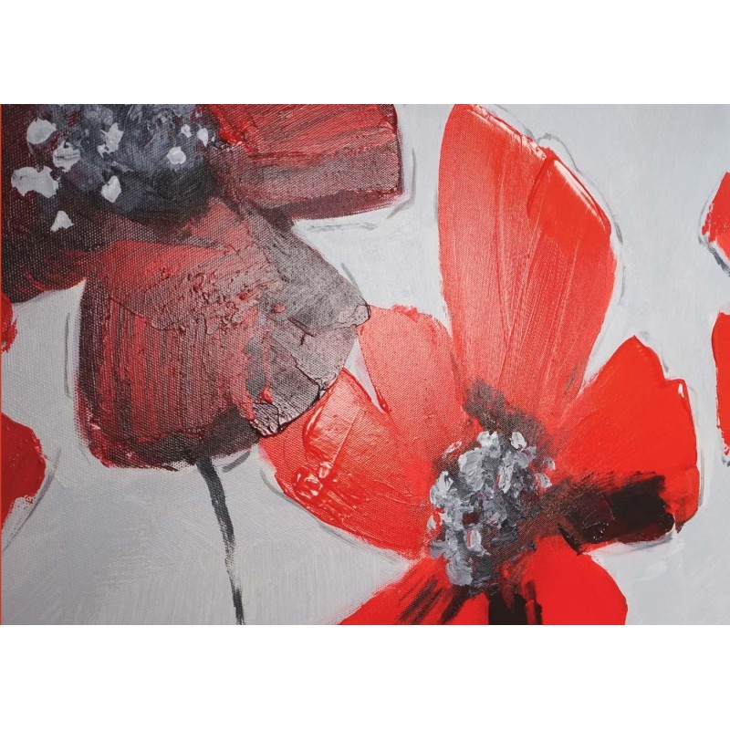 Cuadro FLORES ROJAS 90x165x3,5 cm, pintado a mano al óleo