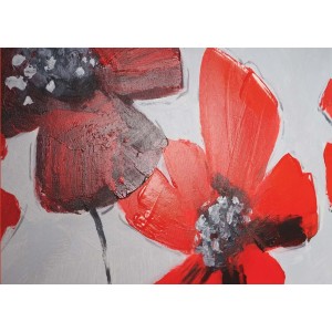 Cuadro FLORES ROJAS 90x165x3,5 cm, pintado a mano al óleo