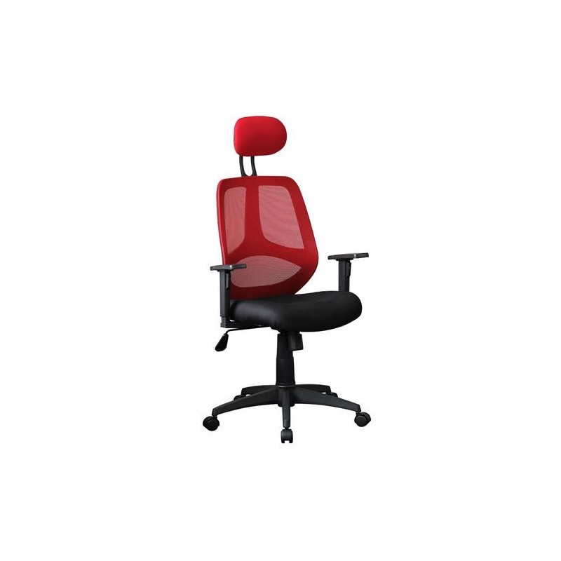 Silla ergonómica DRAKE con cabecero y reposabrazos regulables, tapizada en malla transpirable, color negro