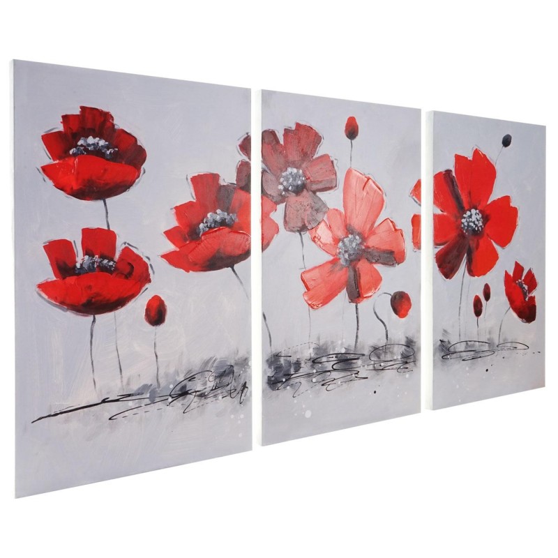 Cuadro FLORES ROJAS 90x165x3,5 cm, pintado a mano al óleo