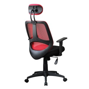 Silla ergonómica DRAKE con cabecero y reposabrazos regulables, tapizada en malla transpirable, color negro