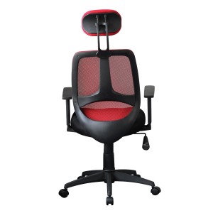 Silla ergonómica DRAKE con cabecero y reposabrazos regulables, tapizada en malla transpirable, color negro