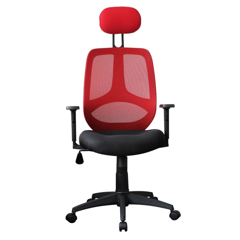 Silla ergonómica DRAKE con cabecero y reposabrazos regulables, tapizada en malla transpirable, color negro