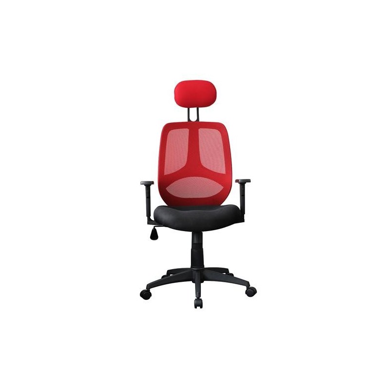 Silla ergonómica DRAKE con cabecero y reposabrazos regulables, tapizada en malla transpirable, color negro