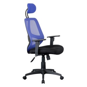 Silla ergonómica DRAKE con cabecero y reposabrazos regulables, tapizada en malla transpirable, color negro