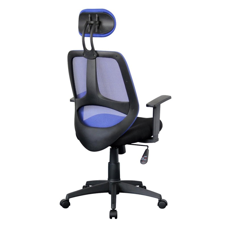 Silla ergonómica DRAKE con cabecero y reposabrazos regulables, tapizada en malla transpirable, color negro